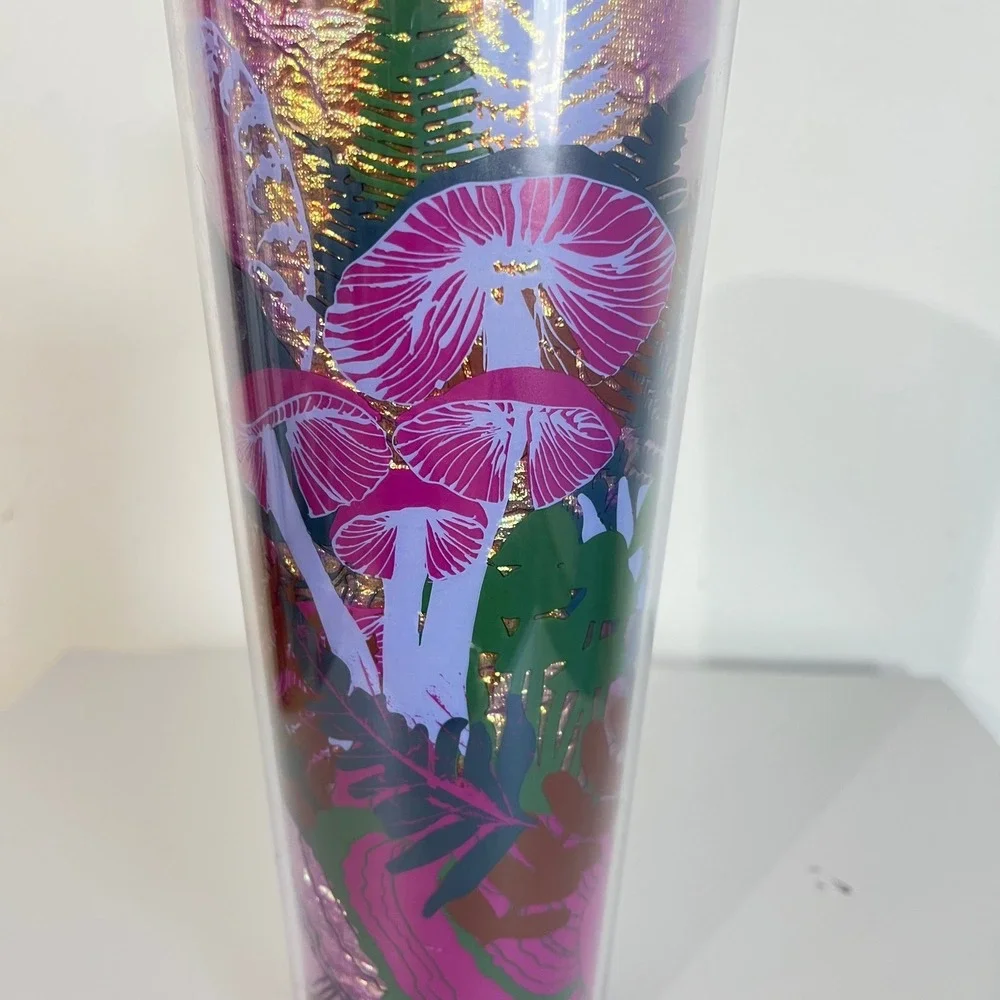 Starbucks Fall 2022 Foil Berry Woodland Mushrooms Venti Cup Tumbler 24‎ Oz